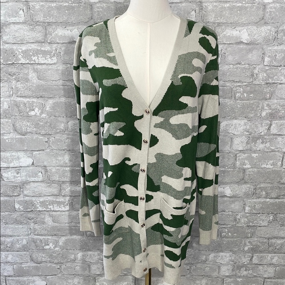 Absolutely Green Camo Cardigan Sweater